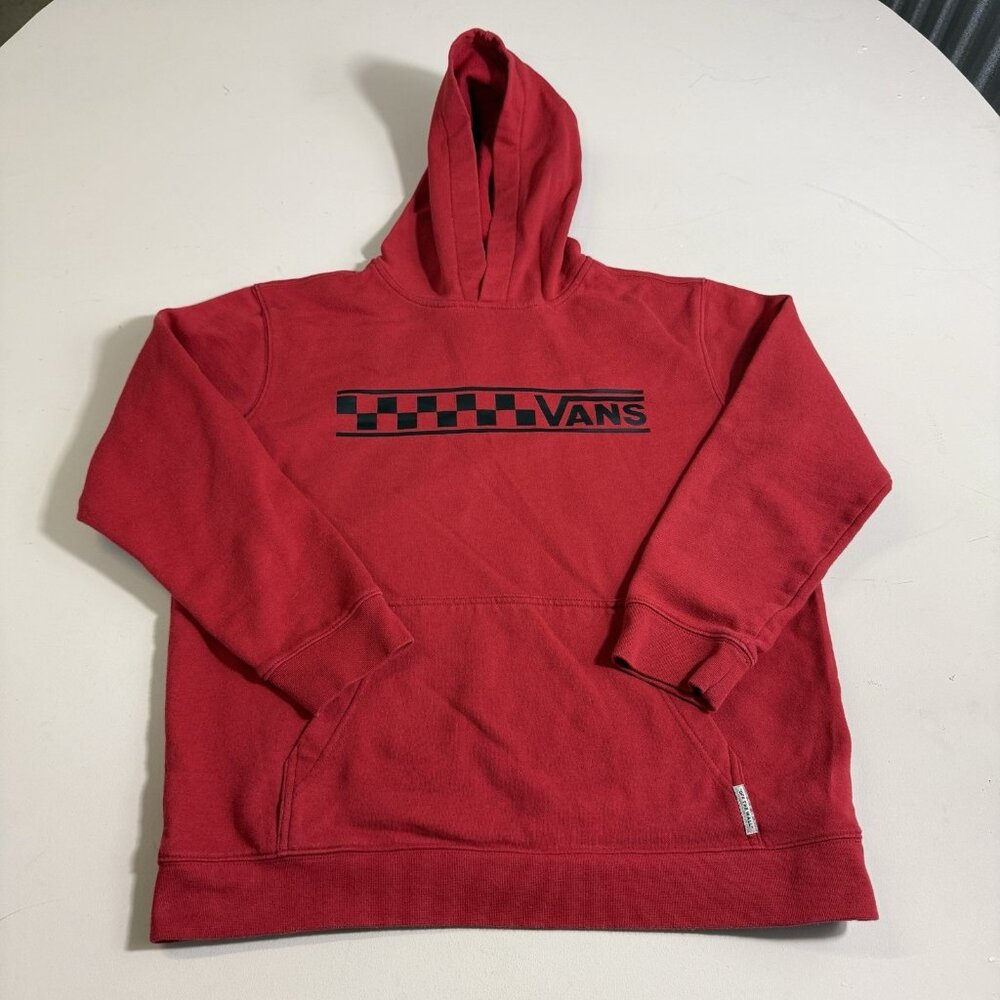 VANS Off The Wall Hoodie Youth XL Red Pullover Skateboarding Logo Sweater